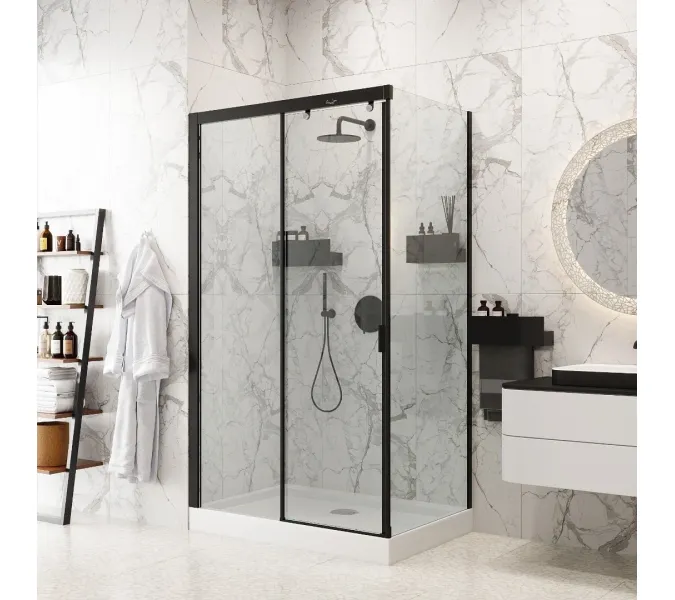 Душевой угол MARBELLA 120B L/R  Ceruttispa без поддона (80x120x190), Цвет профиля: Черный, Выбрать размер: 120х80, Ориентация: левая