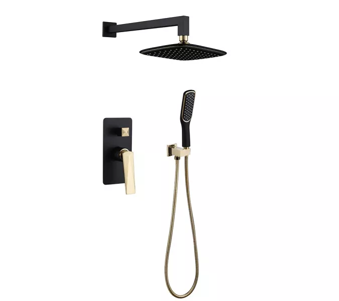 Душевая система встраиваемая  BOHEME Venturo 384-B, Выбрать цвет: Черный/золото