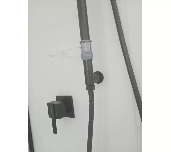 Кабина KORRA90B душевая без крыши Ceruttispa (90x90x205), Цвет профиля: Черный, Тип поддона: Низкий, изображение 10