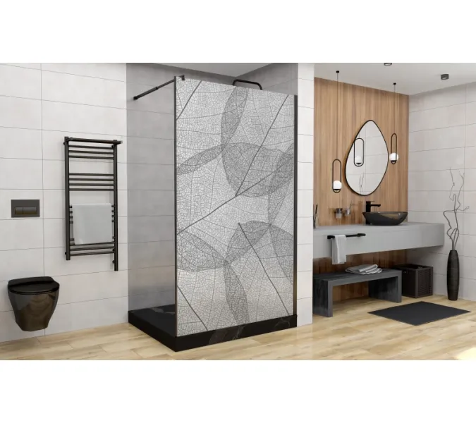 Душевая перегородка AvaCan MB100/110/120 MT, Цвет стекла: матовое с рисунком, Цвет профиля: Черный, Выбрать размер: 110