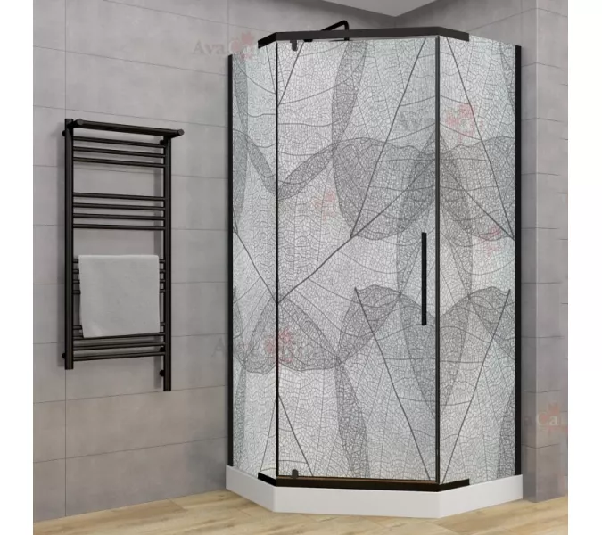 Душевой уголок AvaCan PB 90/100 MT, Цвет стекла: матовое с рисунком, Цвет профиля: Черный, Выбрать размер: 90х90