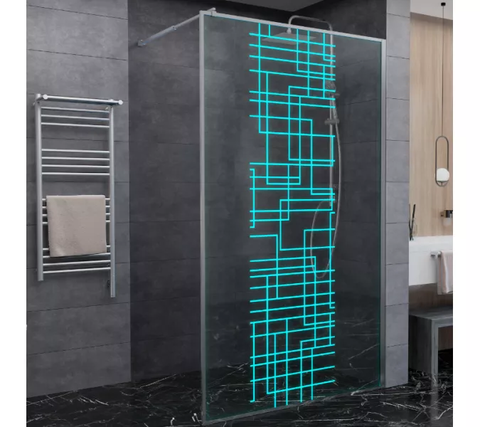Душевая перегородка AvaCan  LC100/110/120, Цвет стекла: с рисунком, Цвет профиля: Хром, Выбрать размер: 120