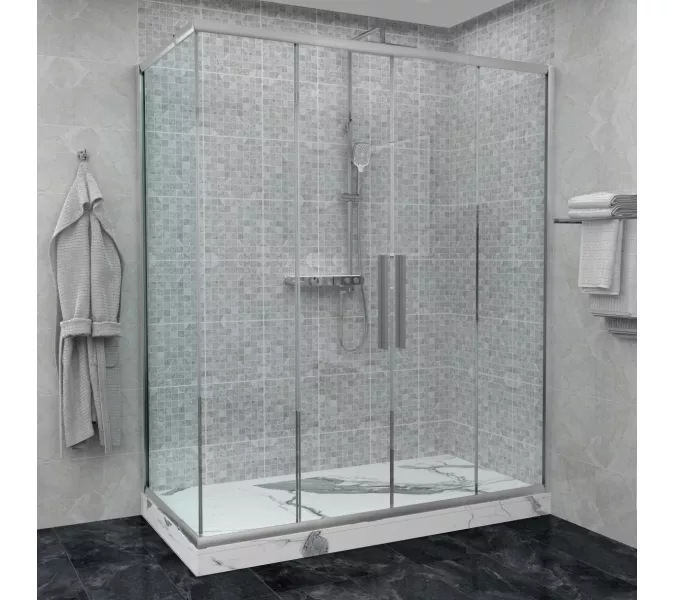 Душевой уголок AvaCan FC2 прозрачное/хром, Цвет стекла: прозрачное, Цвет профиля: Хром, Выбрать размер: 190-210х100
