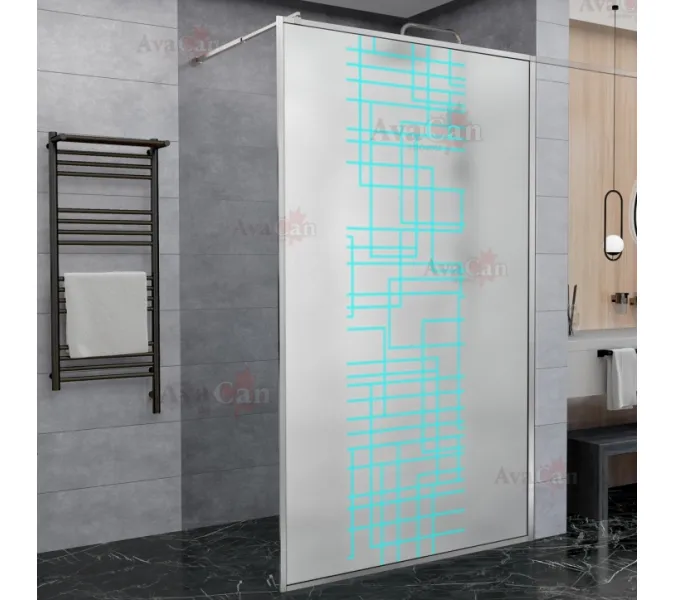 Душевая перегородка AvaCan LC 100/110/120 MT, Цвет стекла: матовое с рисунком, Цвет профиля: Хром, Выбрать размер: 100