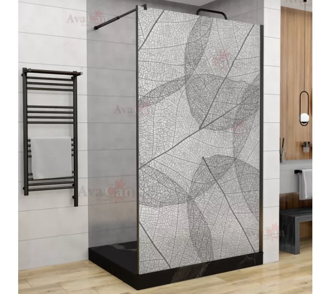 Душевая перегородка AvaCan MB100/110/120 MT, Цвет стекла: матовое с рисунком, Цвет профиля: Черный, Выбрать размер: 110