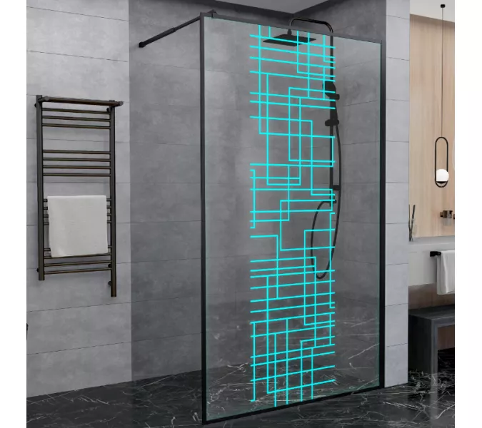 Душевая перегородка LB DTO, Цвет профиля: Черный, Выбрать размер: 980-1000