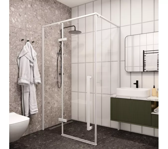 Душевой угол  C1AW  Ceruttispa без поддона (120x90x195), Цвет профиля: Белый, Выбрать размер: 120х90