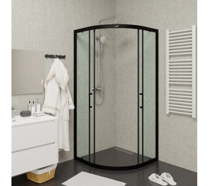Душевое ограждение Ceruttispa  VIVA90B/100B  без поддона (90x90/100х100), Цвет профиля: Черный, Выбрать размер: 90х90