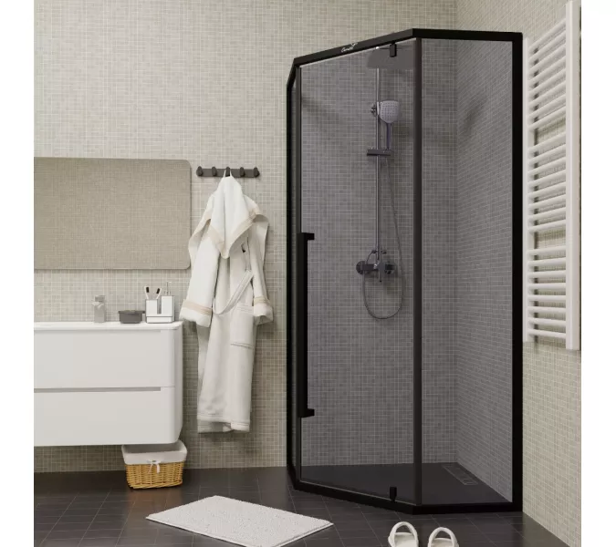 Душевой угол  C3AB  Ceruttispa без поддона (90x90x195), Цвет стекла: тонированное, Цвет профиля: Черный, Выбрать размер: 90х90, изображение 3