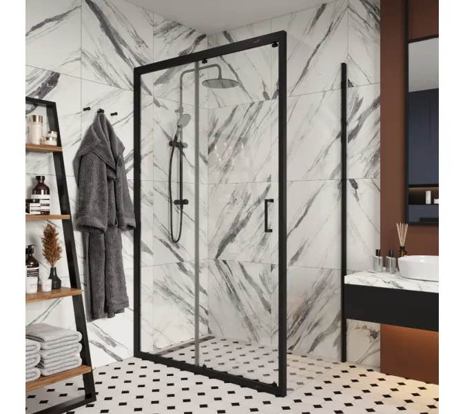 Душевой угол  GLORIA120B Ceruttispa без поддона (80x120x195), Цвет профиля: Черный, Выбрать размер: 80х120, изображение 2