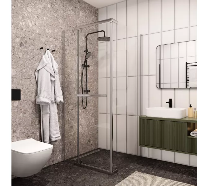 Душевой угол  MIMI ZQ91T  Ceruttispa без поддона (90x90x195), Цвет профиля: Хром, Выбрать размер: 90х90