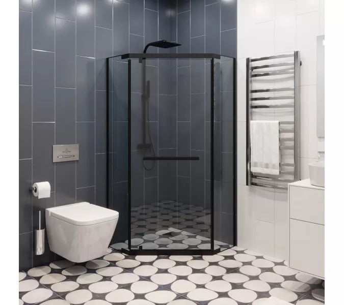 Душевой угол  CHIKA ZP91B/101B  Ceruttispa без поддона (90x90/100х100), Цвет профиля: Черный, Выбрать размер: 90х90