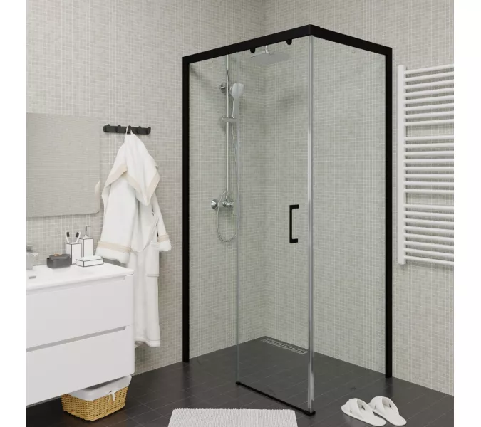 Душевой угол  VITO110B-L/R  Ceruttispa без поддона (80x110x195), Цвет профиля: Черный, Выбрать размер: 110х80, Ориентация: левая