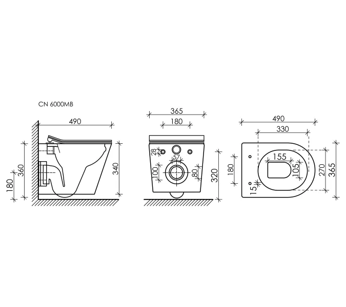 Подвесной унитаз CERAMICANOVA Balearica Rimless (цвет Черный Матовый), Выбрать цвет: Черный матовый, изображение 8