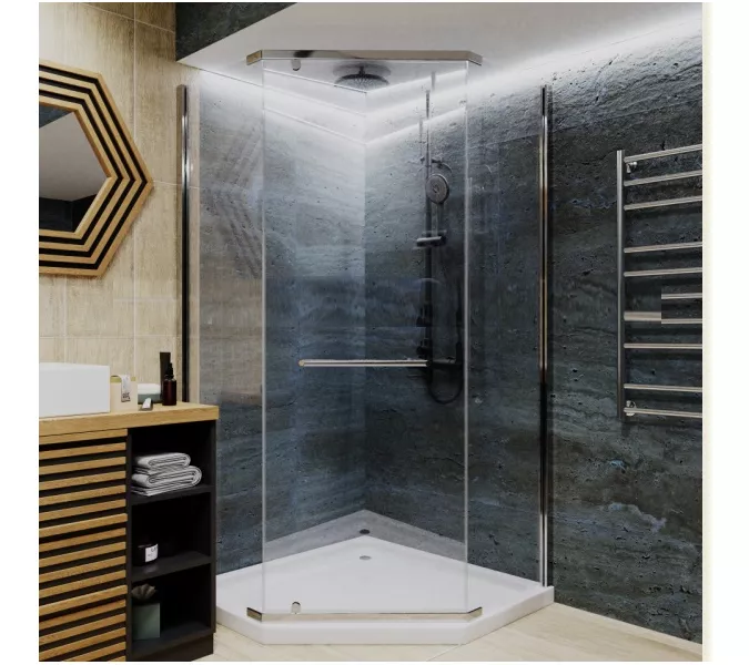 Душевой угол  CHIKA ZP91T/ ZP101T  Ceruttispa без поддона (90х90/100х100), Цвет профиля: Хром, Выбрать размер: 90х90, изображение 2