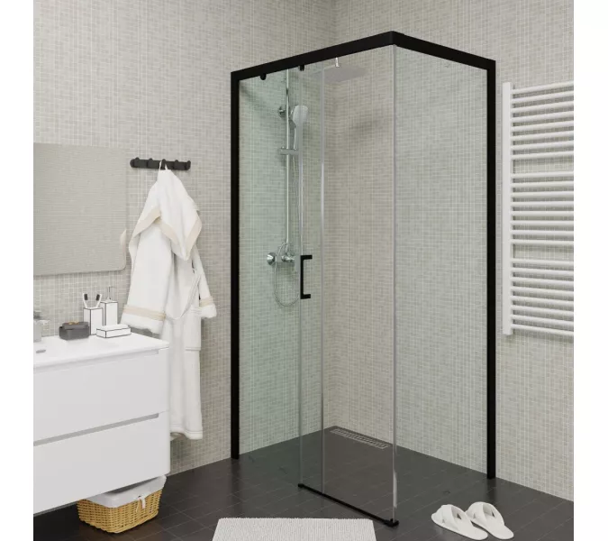 Душевой угол  VITO110B-L/R  Ceruttispa без поддона (80x110x195), Цвет профиля: Черный, Выбрать размер: 110х80, Ориентация: левая, изображение 2