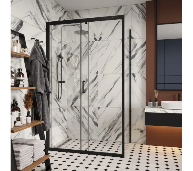 Душевой угол  GLORIA120B Ceruttispa без поддона (80x120x195), Цвет профиля: Черный, Выбрать размер: 80х120, изображение 3