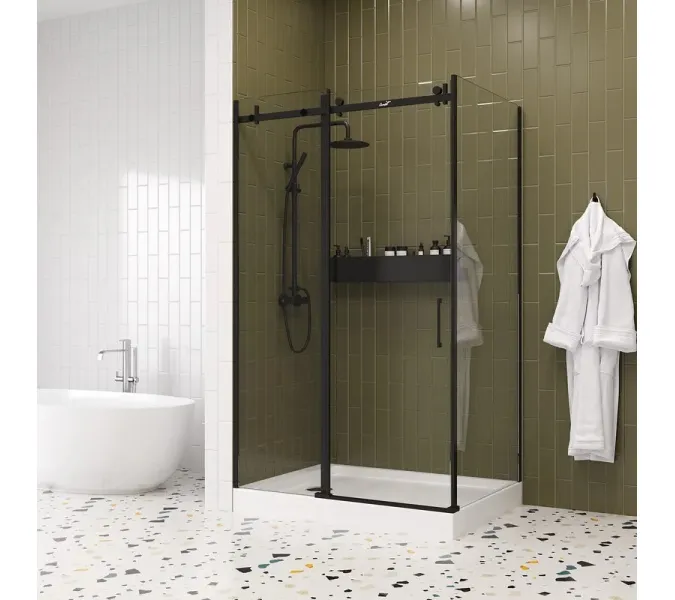 Душевой угол  CEZA'S120B  Ceruttispa без поддона (90x120x195), Цвет профиля: Черный, Выбрать размер: 120x90