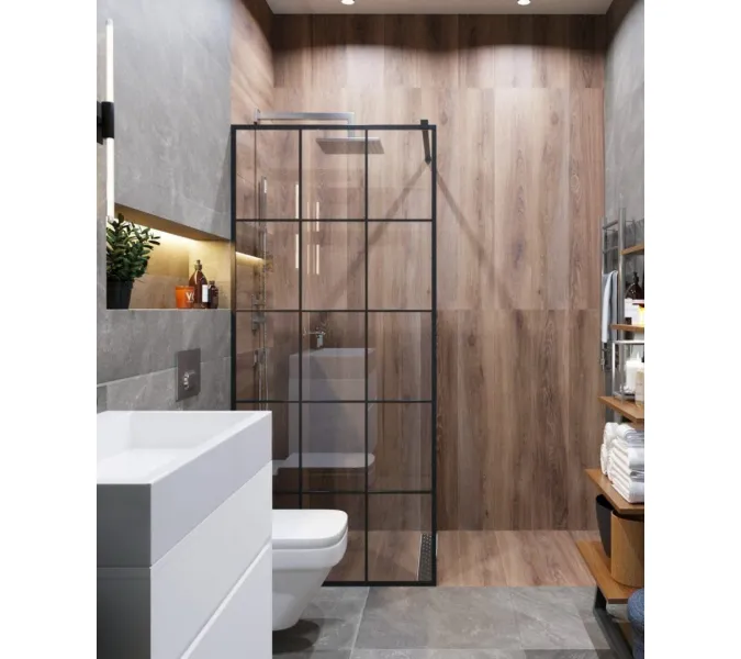 Душевая перегородка  MUZA T80/100 Ceruttispa без поддона (80x195), Цвет профиля: Черный, Выбрать размер: 80, изображение 4