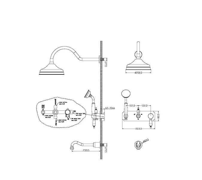 Душевая система встраиваемая   Boheme Tradizionale NERO 258, изображение 2