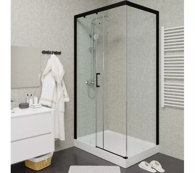 Душевой угол  VITO110B-L/R  Ceruttispa без поддона (80x110x195), Цвет профиля: Черный, Выбрать размер: 110х80, Ориентация: левая, изображение 3