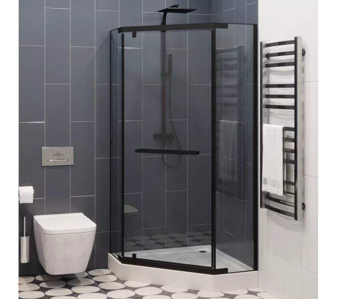 Душевой угол  CHIKA ZP91B/101B  Ceruttispa без поддона (90x90/100х100), Цвет профиля: Черный, Выбрать размер: 90х90, изображение 4