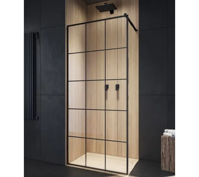 Душевая перегородка  MUZA T80/100 Ceruttispa без поддона (80x195), Цвет профиля: Черный, Выбрать размер: 80