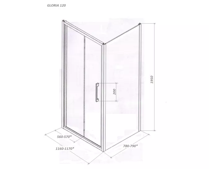 Душевой угол  GLORIA120  Ceruttispa без поддона (80x120x195), Цвет профиля: Хром, Выбрать размер: 80х120, изображение 8