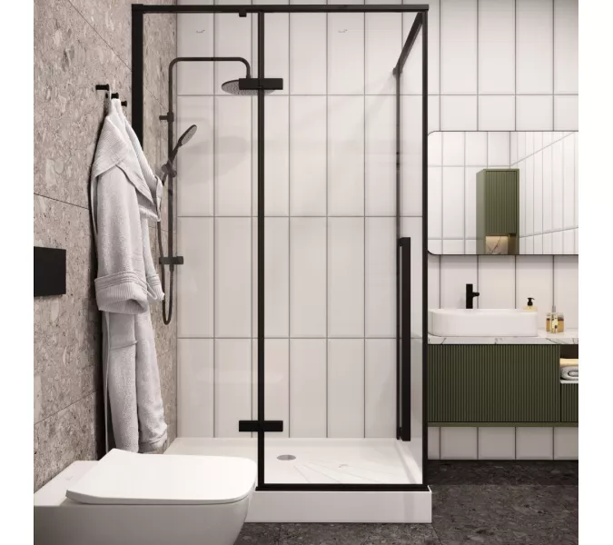 Душевой угол C1A  Ceruttispa без поддона (120x90x195), Цвет профиля: Черный, Выбрать размер: 120х90, изображение 4