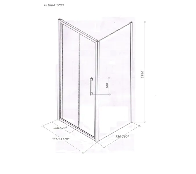 Душевой угол  GLORIA120B Ceruttispa без поддона (80x120x195), Цвет профиля: Черный, Выбрать размер: 80х120, изображение 6