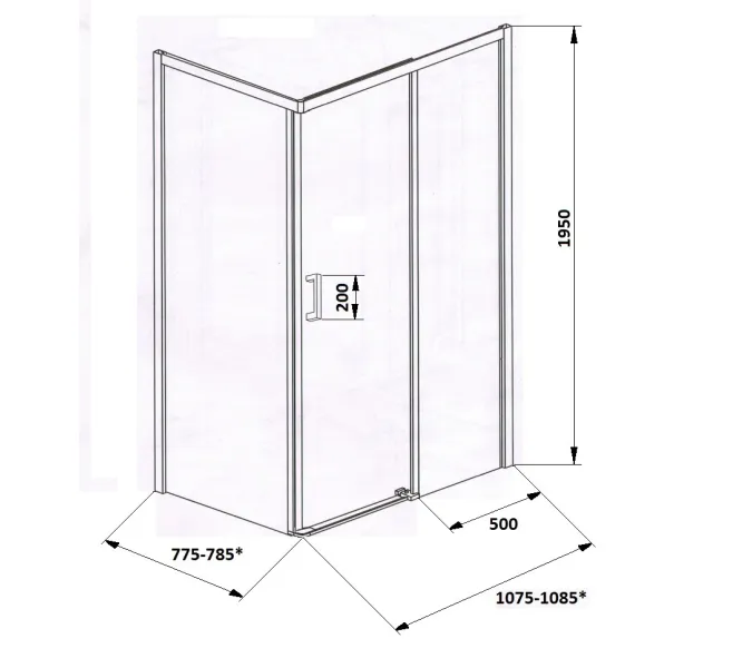 Душевой угол  VITO110-L/R Ceruttispa без поддона (80x110x195), Цвет профиля: Хром, Выбрать размер: 110х80, Ориентация: левая, изображение 7