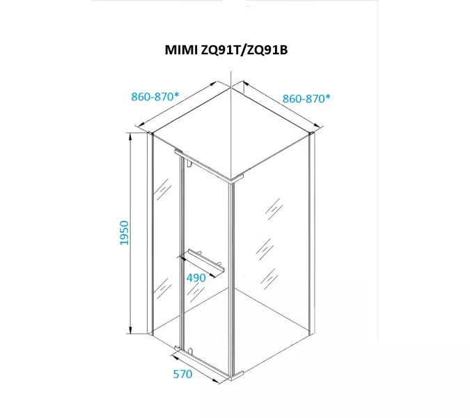 Душевой угол  MIMI ZQ91B  Ceruttispa без поддона (90x90x195), Цвет профиля: Черный, Выбрать размер: 90х90, изображение 7