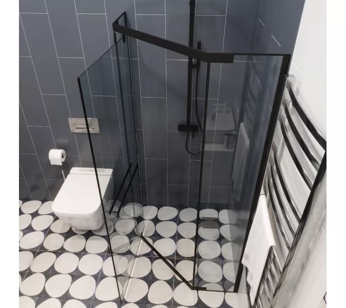 Душевой угол  CHIKA ZP91B/101B  Ceruttispa без поддона (90x90/100х100), Цвет профиля: Черный, Выбрать размер: 90х90, изображение 6