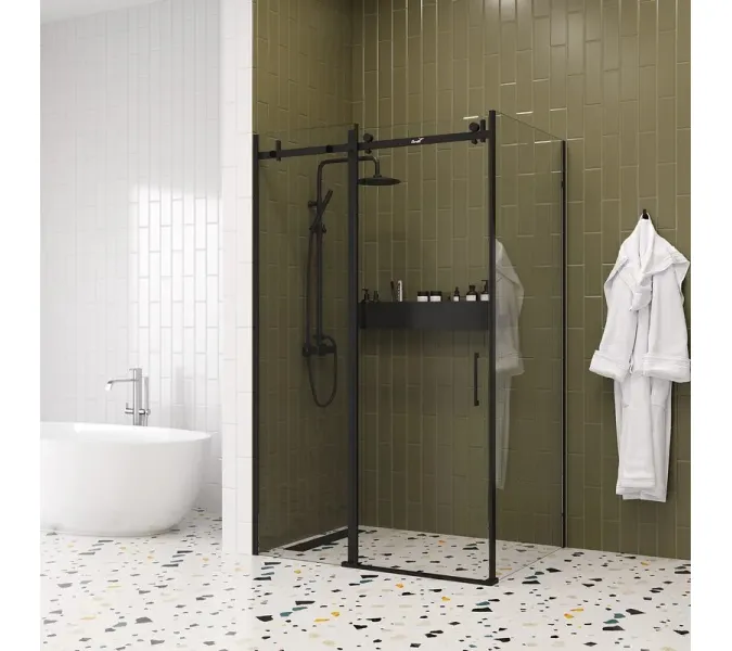 Душевой угол  CEZA'S120B  Ceruttispa без поддона (90x120x195), Цвет профиля: Черный, Выбрать размер: 120x90, изображение 4