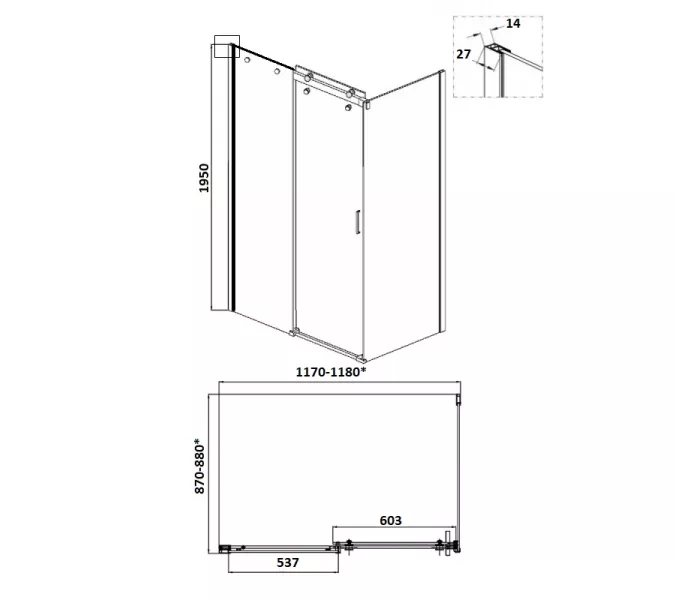 Душевой угол  CEZA'S120  Ceruttispa без поддона (90x120x195), Цвет профиля: Хром, Выбрать размер: 120х90, изображение 8