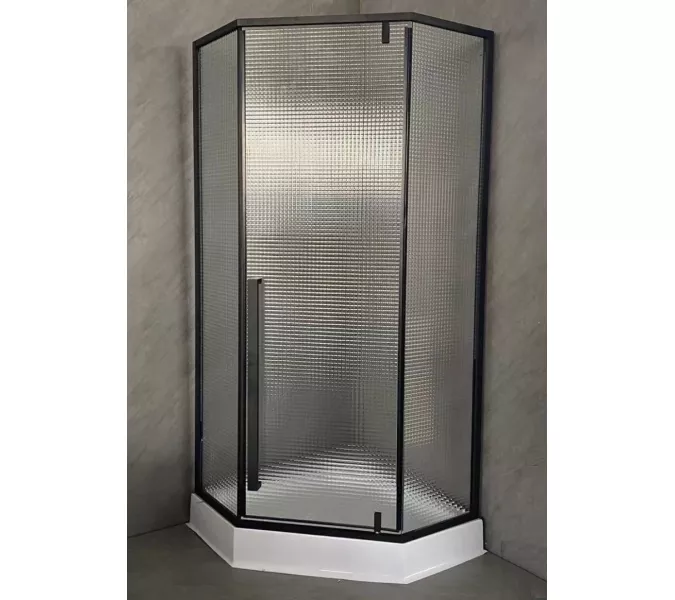 Душевой угол  C3ABD  Ceruttispa без поддона (90x90x195), Цвет стекла: рифленое, Цвет профиля: Черный, Выбрать размер: 90х90, изображение 9