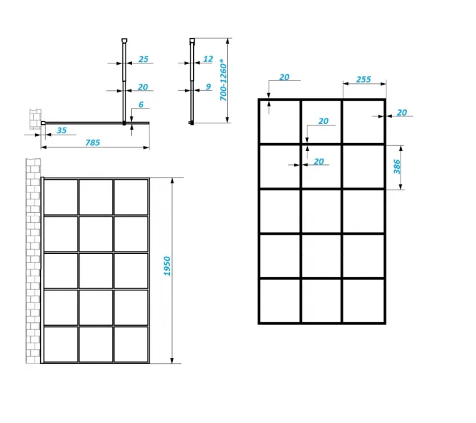 Душевая перегородка  MUZA T80/100 Ceruttispa без поддона (80x195), Цвет профиля: Черный, Выбрать размер: 80, изображение 6