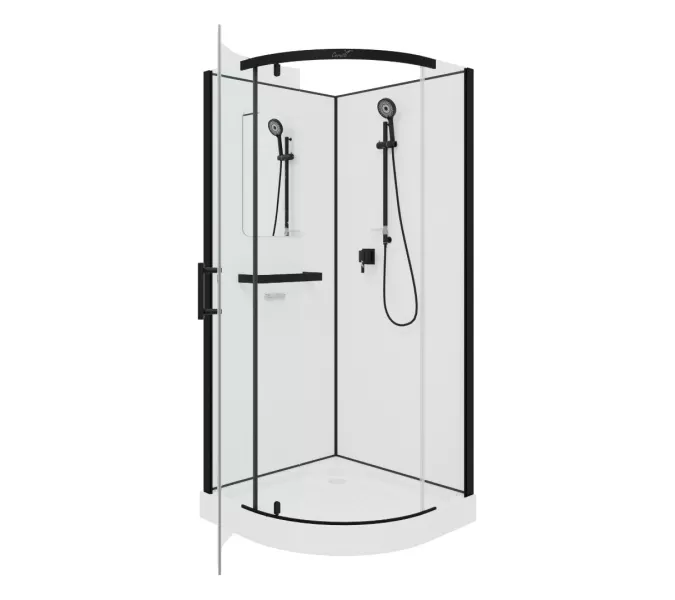 Кабина KORRA90B душевая без крыши Ceruttispa (90x90x205), Цвет профиля: Черный, Тип поддона: Низкий, изображение 5