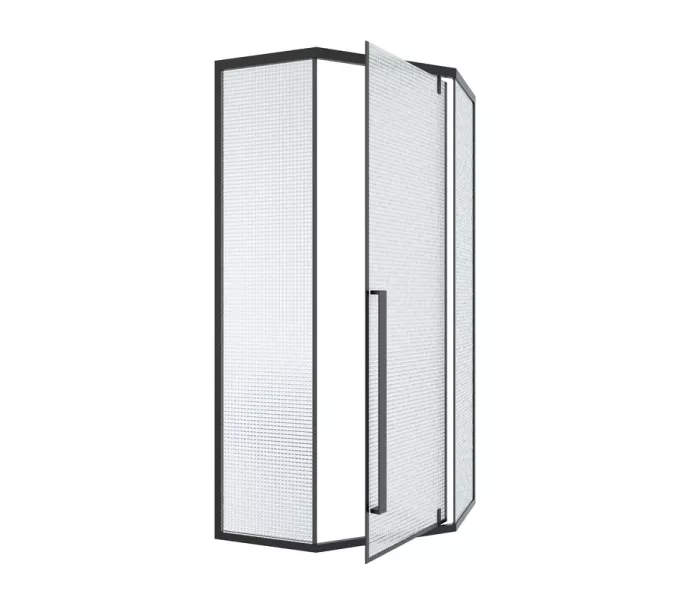 Душевой угол  C3ABD  Ceruttispa без поддона (90x90x195), Цвет стекла: рифленое, Цвет профиля: Черный, Выбрать размер: 90х90, изображение 7