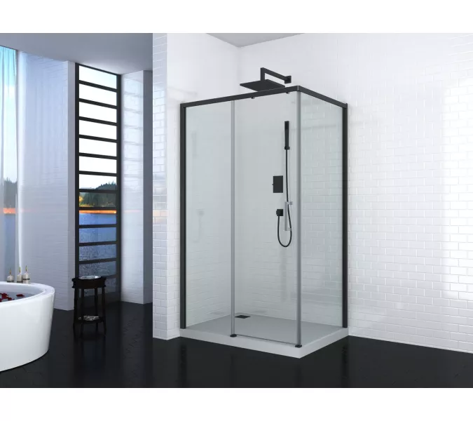 Душевой угол  VITO110B-L/R  Ceruttispa без поддона (80x110x195), Цвет профиля: Черный, Выбрать размер: 110х80, Ориентация: левая, изображение 5