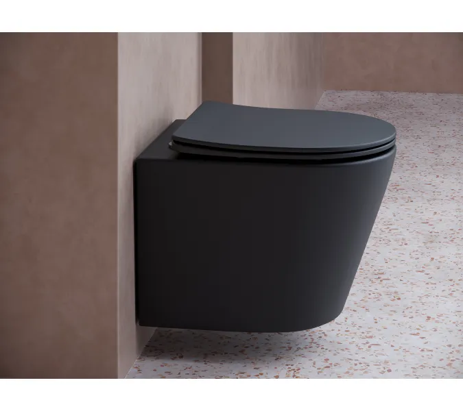 Подвесной унитаз CERAMICANOVA Balearica Rimless (цвет Черный Матовый), Выбрать цвет: Черный матовый, изображение 3