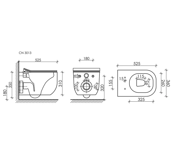 Подвесной унитаз CERAMICANOVA Noel Rimless, изображение 7