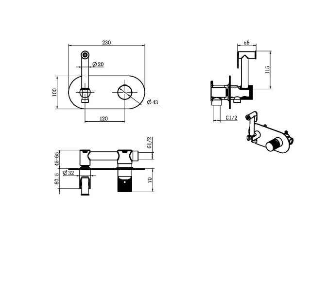 Душ  гигиенический Boheme STICK DIAMOND 127-WCR, Выбрать цвет: Хром/белый, изображение 2