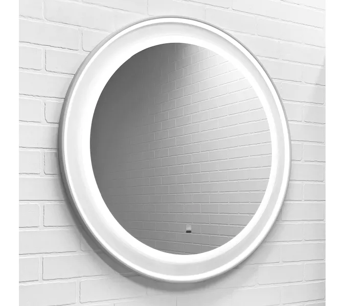 Зеркало для ванной Comforty Ереван-70 LED-подсветка, бесконтактный сенсор, антизапотевание, белый матовый, Антизапотевание (подогрев зеркала): Есть, Выбрать цвет: Белый