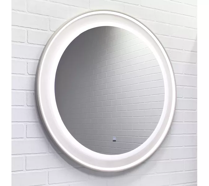 Зеркало Comforty Ереван-80 LED-подсветка, бесконтактный сенсор, антизапотевание, серый шёлк, Антизапотевание (подогрев зеркала): Есть, Выбрать цвет: Серый шелк