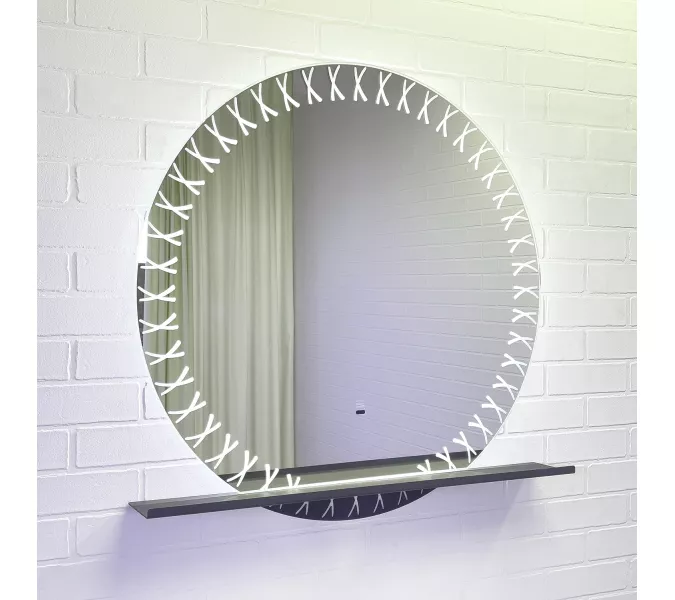 Зеркало для ванной комнаты Comforty Арзамас 80 LED-подсветка, бесконтактный сенсор, полка-графит