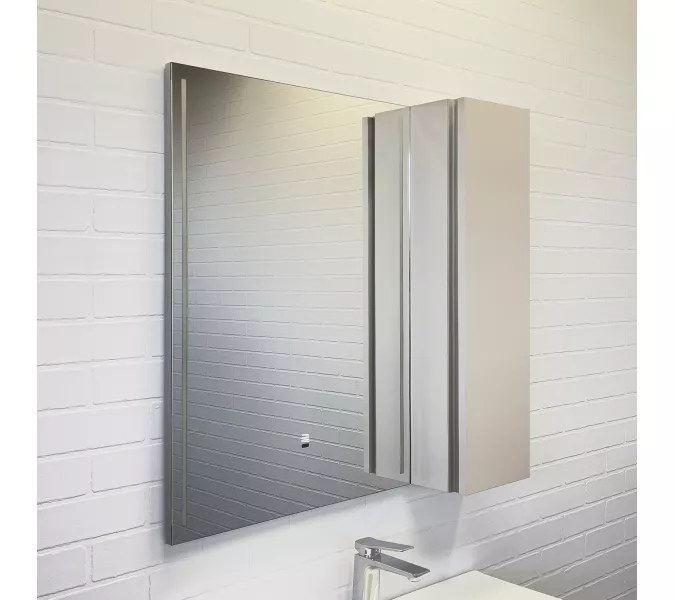 Зеркало-шкаф Comforty Бильбао-80 серый шёлк c LED-подсветкой