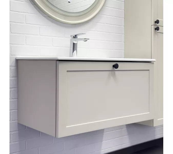 Тумба-умывальник Comforty Ереван-80 серый шёлк с раковиной Comforty