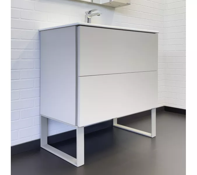 Тумба-умывальник Comforty Бильбао-80Н серый шёлк с раковиной 80E