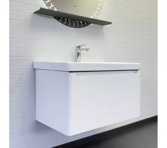 Подвесная тумба-умывальник Comforty Арзамас-80-1 белая матовая с раковиной 4480, Внешний вид: 1 ящик